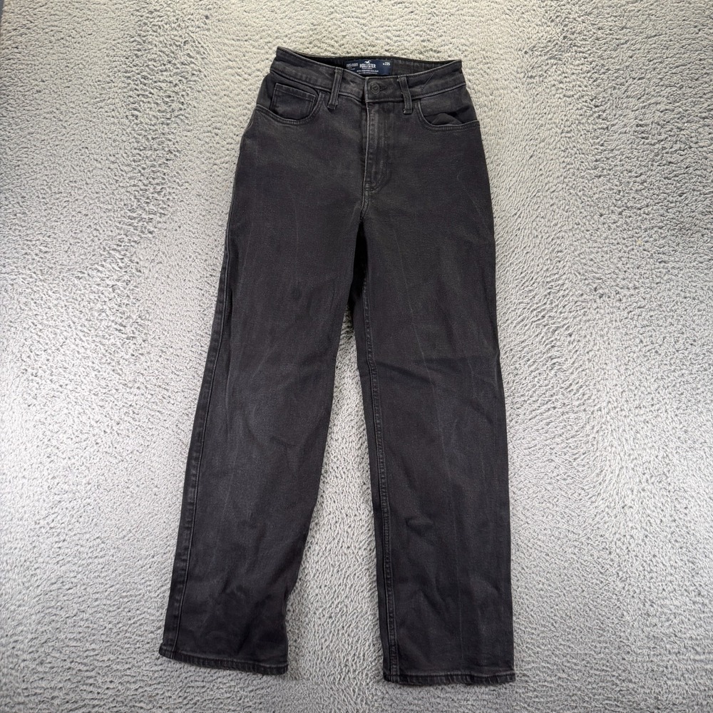 Vintage Hollister Jeans Womens 00 Black Cotton Denim Straight Leg Dad Stretch